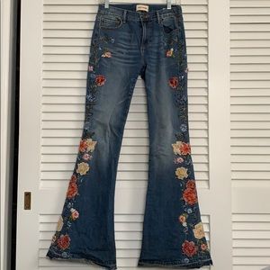 Floral Embroidered Flare Jeans